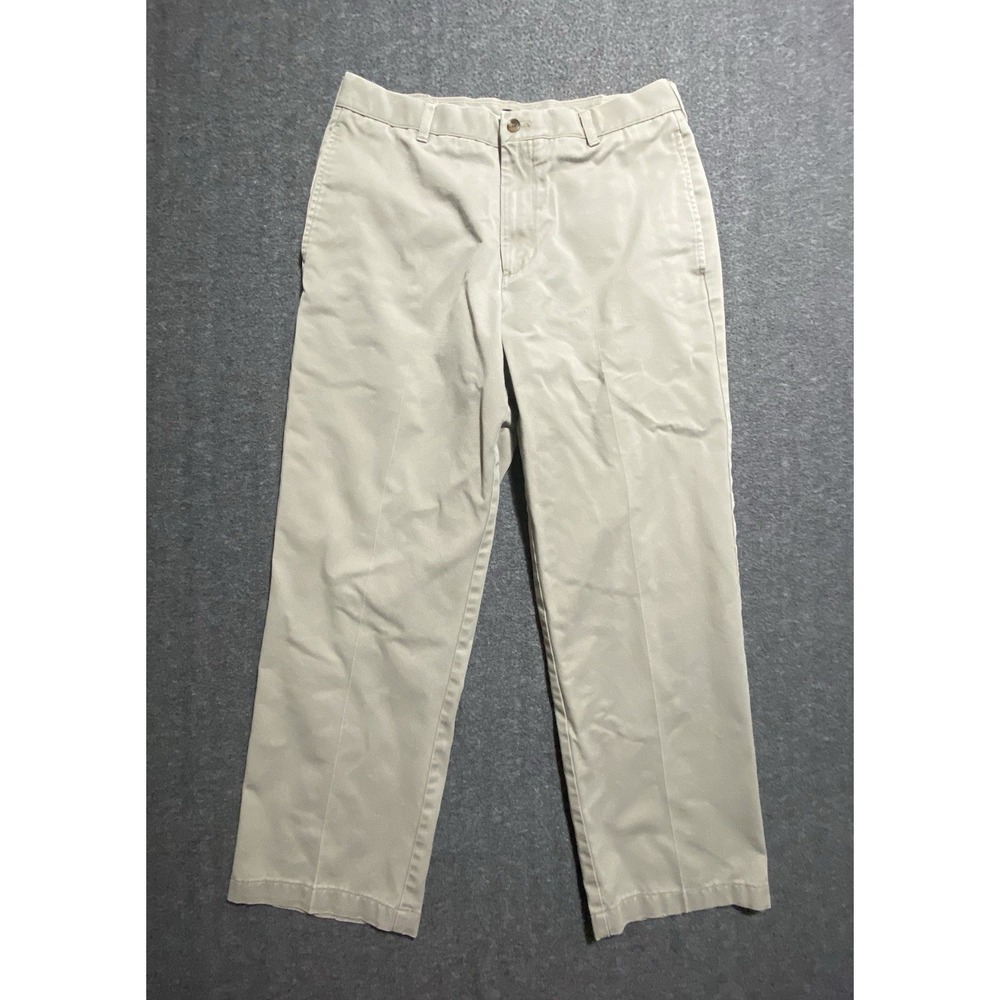 Izod Mens American Chino Pants Ivory Straight Leg Flat Front 33x30